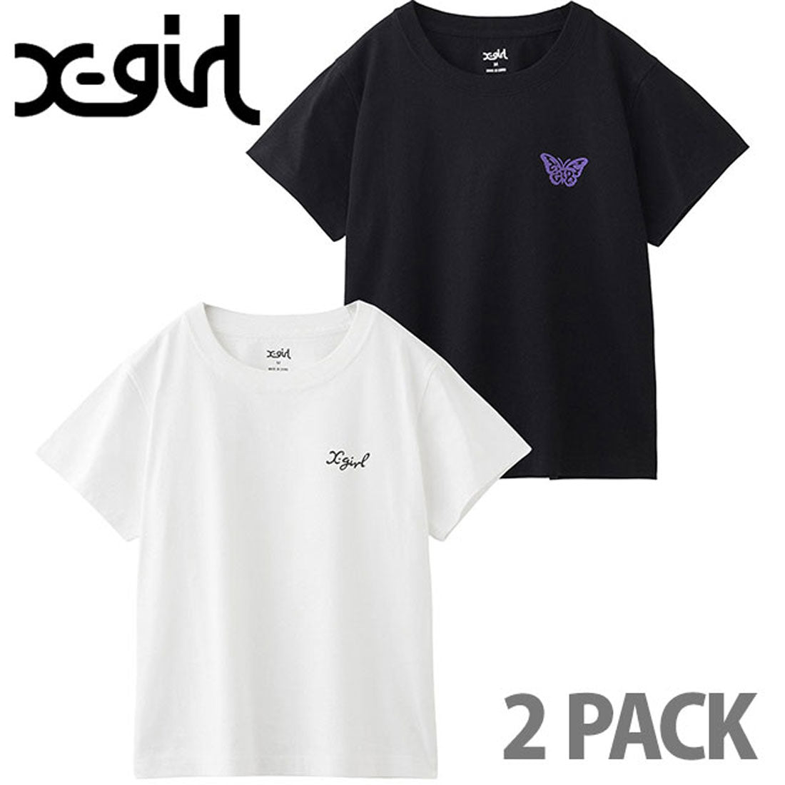 エックスガール X-girl LOGO AND BUTTERFLY 2P S/S BABY TEE MULTI [105252011032 SS25] （MULTI） MULTI