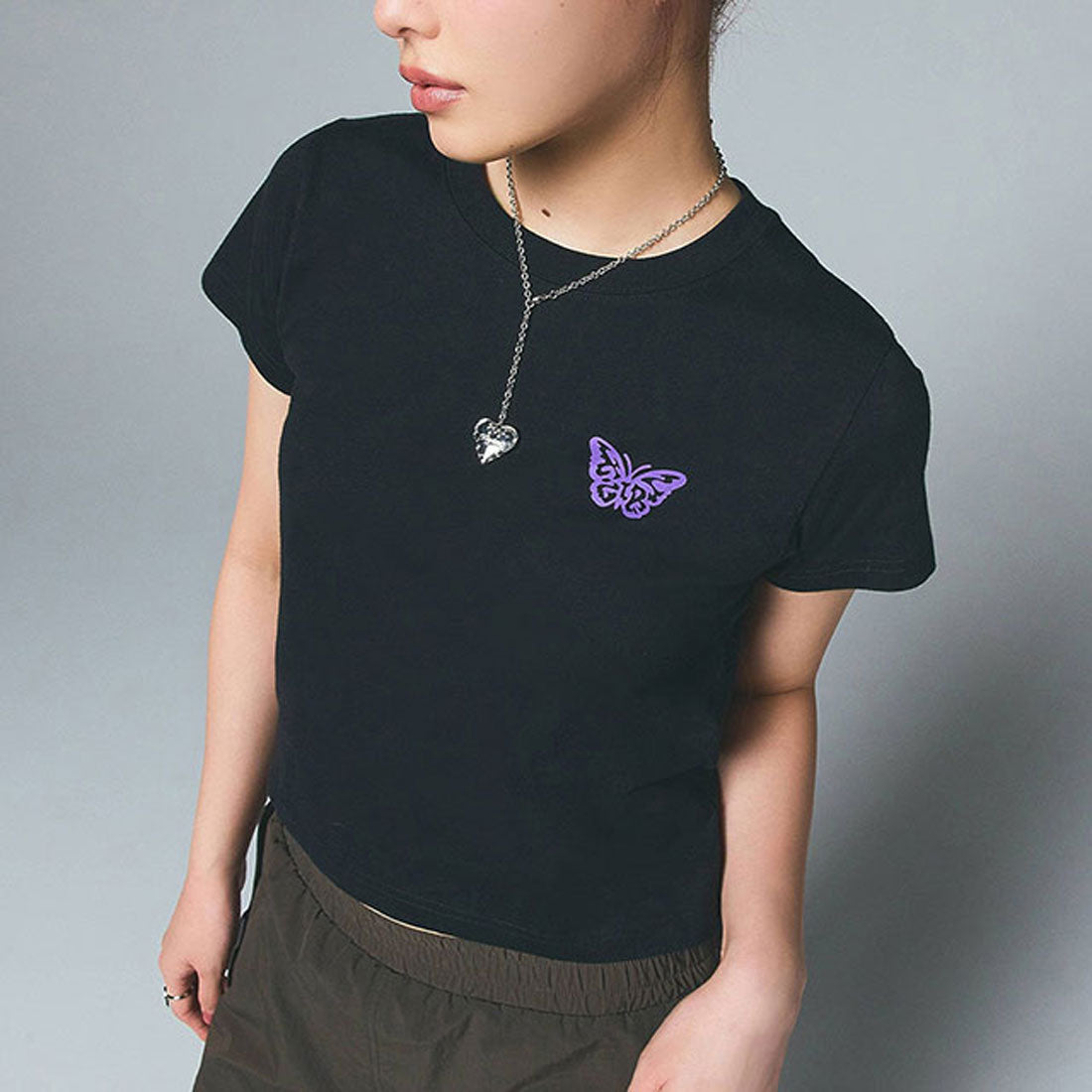エックスガール X-girl LOGO AND BUTTERFLY 2P S/S BABY TEE MULTI [105252011032 SS25] （MULTI） MULTI