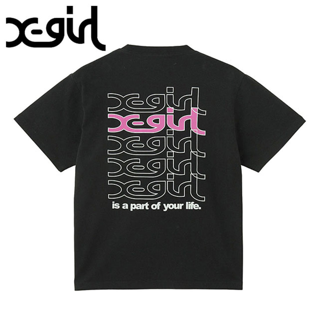 エックスガール X-girl REPEAT MILLS LOGO S/S TEE BLACK ブラック 黒 [105252011005] （ブラック） ブラック