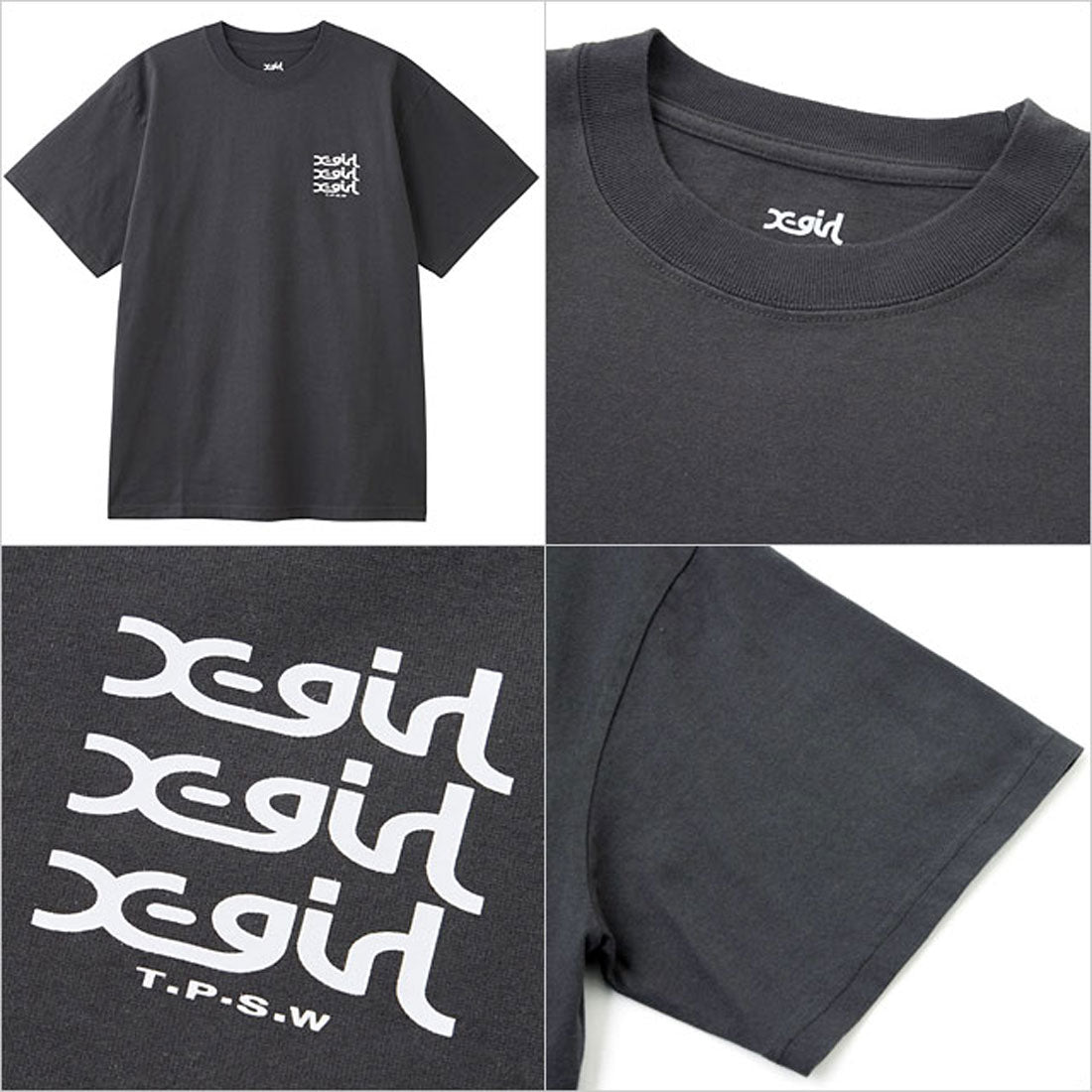 エックスガール X-girl GLOW LOGO S/S TEE CHARCOAL [105258011004] （CHARCOAL） CHARCOAL