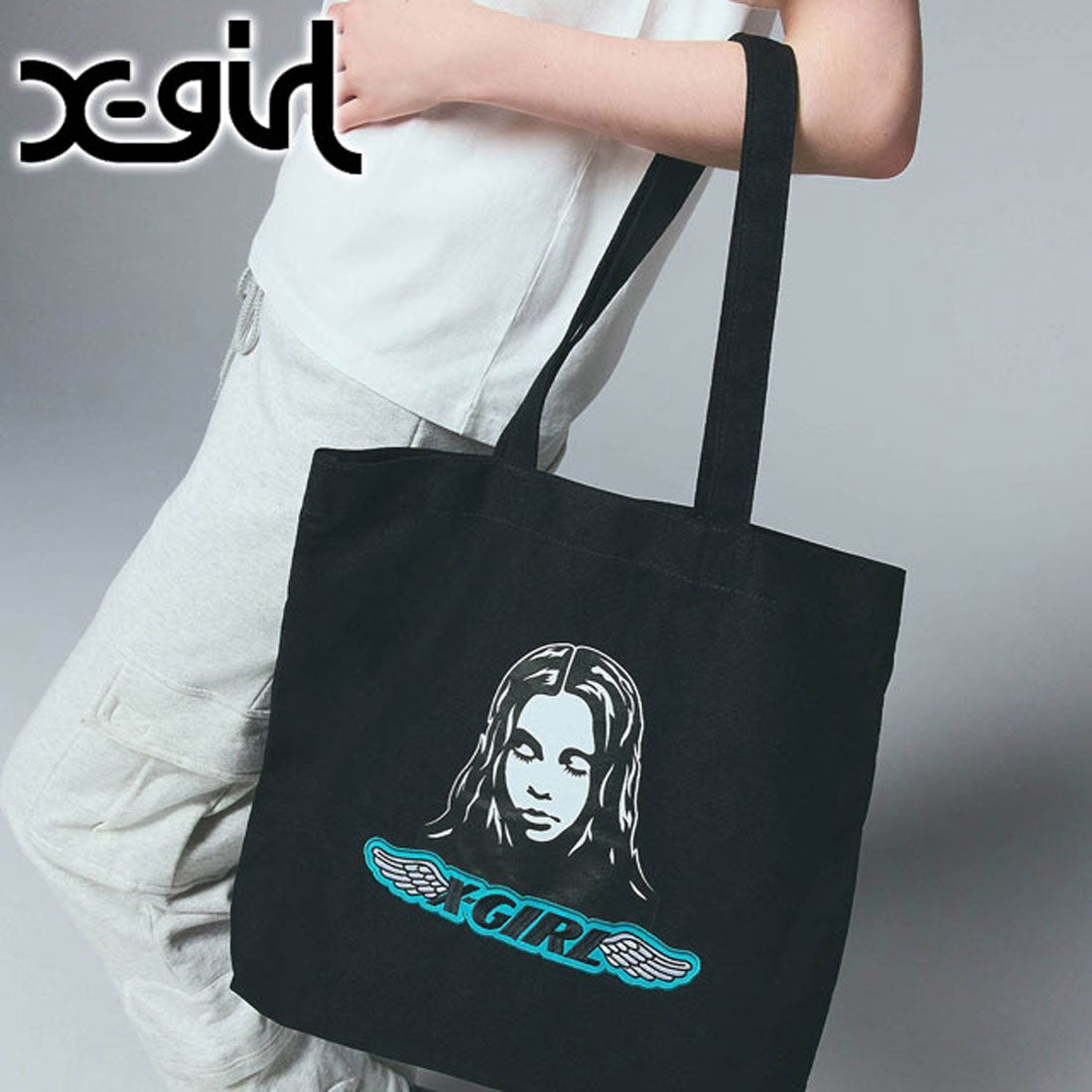 エックスガール X-girl ANGEL FACE PATCH TOTE BAG BLACK ブラック 黒 [105252053002] （ブラック） ブラック