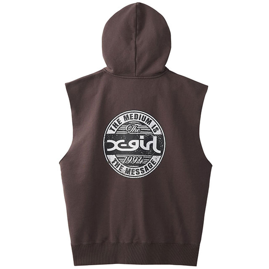 エックスガール X-girl DISTRESSED CIRCLE LOGO ZIP UP SWEAT VEST BROWN [105253021009] （BROWN） BROWN