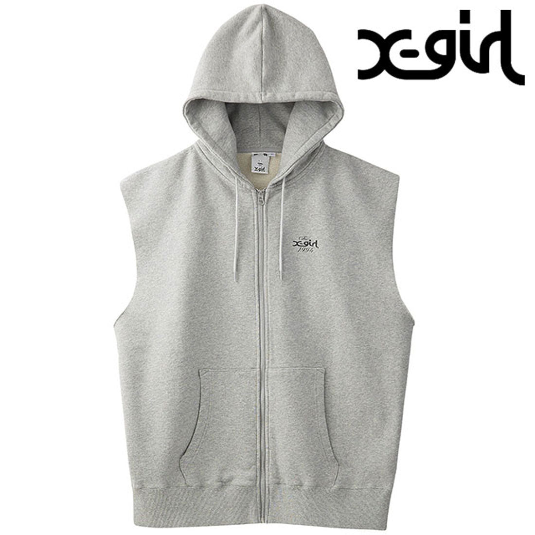 エックスガール X-girl DISTRESSED CIRCLE LOGO ZIP UP SWEAT VEST ASH [105253021009] （ASH） ASH