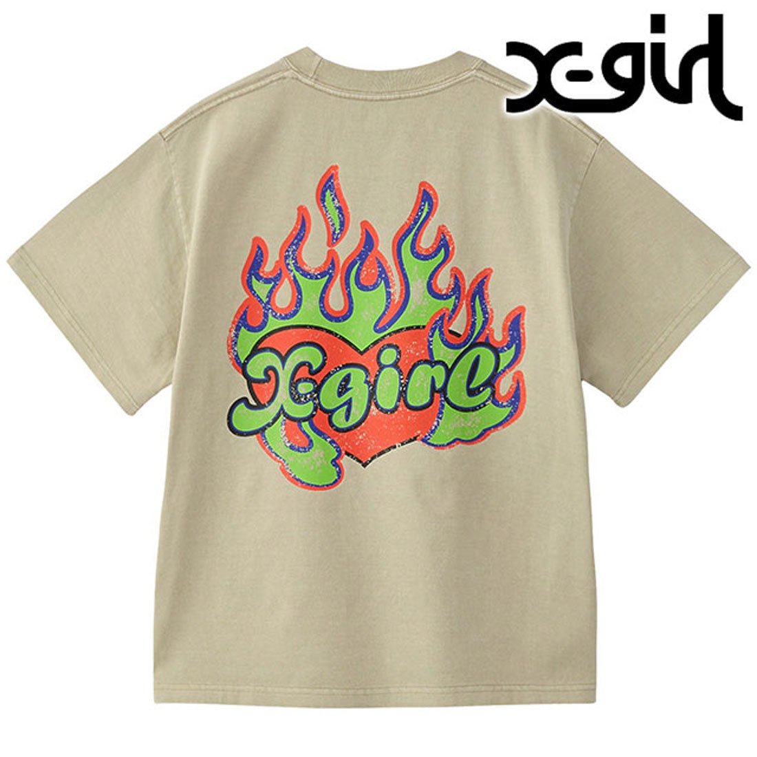 エックスガール X-girl FIRE HEART LOGO S/S TEE BEIGE [105253011010] （BEIGE） BEIGE