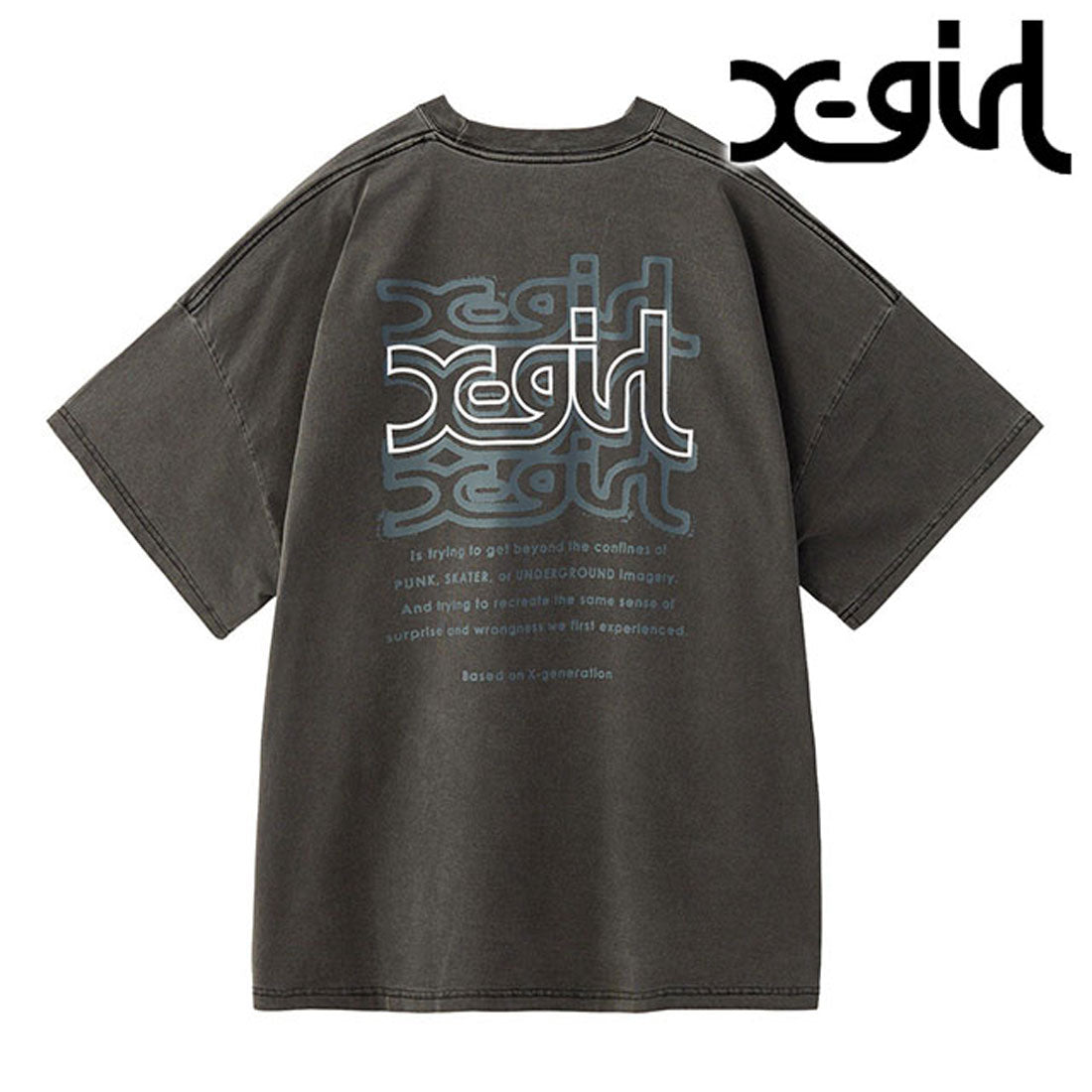 エックスガール X-girl OVER PRINT MILLS LOGO S/S BIG TEE DRESS BLACK [105253041006] （BLACK） BLACK