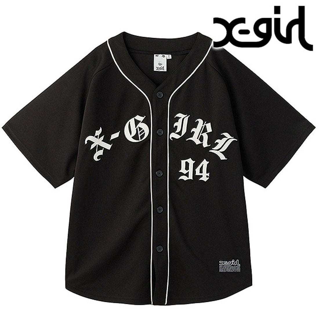 エックスガール X-girl OLD ENGLISH LOGO BASEBALL SHIRT BLACK [105253014003] （BLACK） BLACK