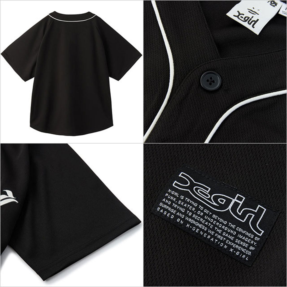 エックスガール X-girl OLD ENGLISH LOGO BASEBALL SHIRT BLACK [105253014003] （BLACK） BLACK