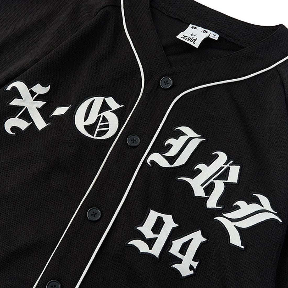 エックスガール X-girl OLD ENGLISH LOGO BASEBALL SHIRT BLACK [105253014003] （BLACK） BLACK