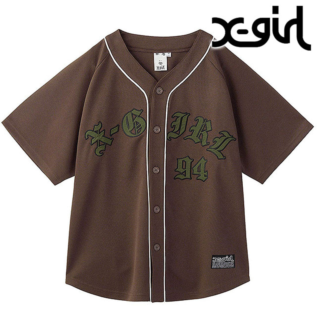 エックスガール X-girl OLD ENGLISH LOGO BASEBALL SHIRT BROWN [105253014003] （BROWN） BROWN