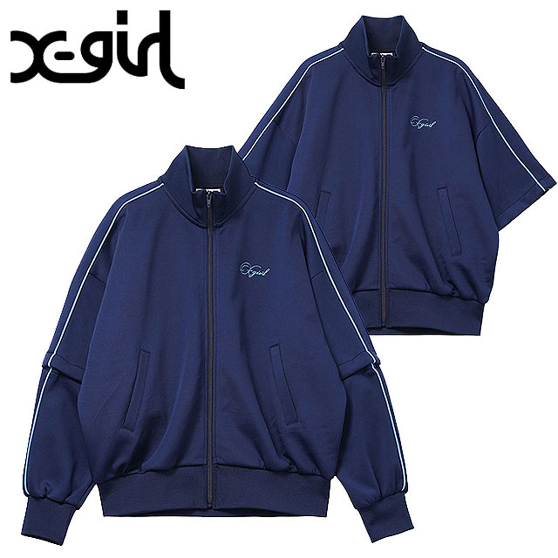 エックスガール X-girl PENCIL SCRIPT LOGO 2WAY TRACK JACKET NAVY [105253012010] （NAVY） NAVY