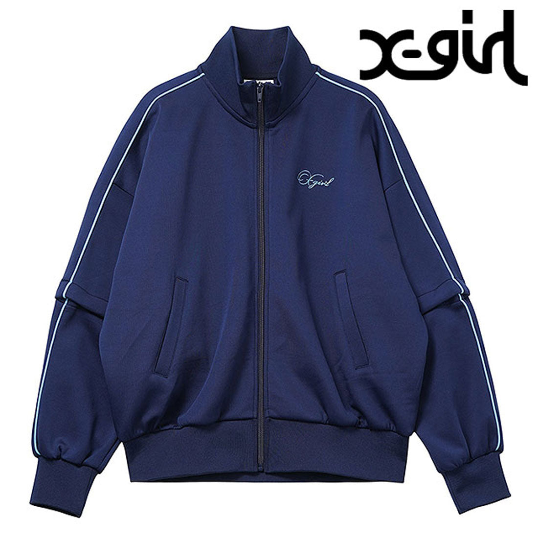 エックスガール X-girl PENCIL SCRIPT LOGO 2WAY TRACK JACKET NAVY [105253012010] （NAVY） NAVY
