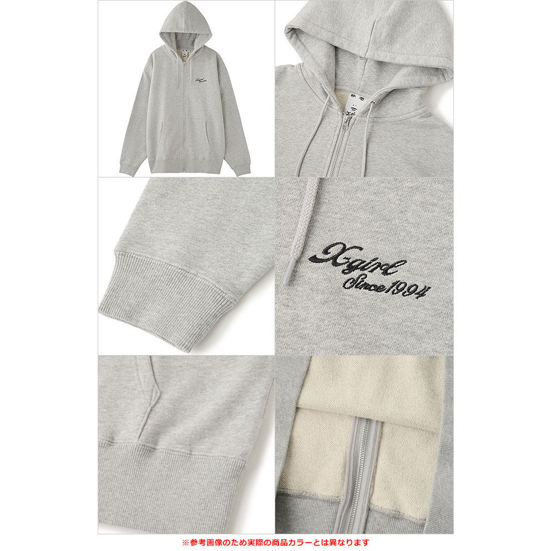 エックスガール X-girl FACE BOX PATCH ZIP UP SWEAT HOODIE CHARCOAL [105253012005] （CHARCOAL） CHARCOAL