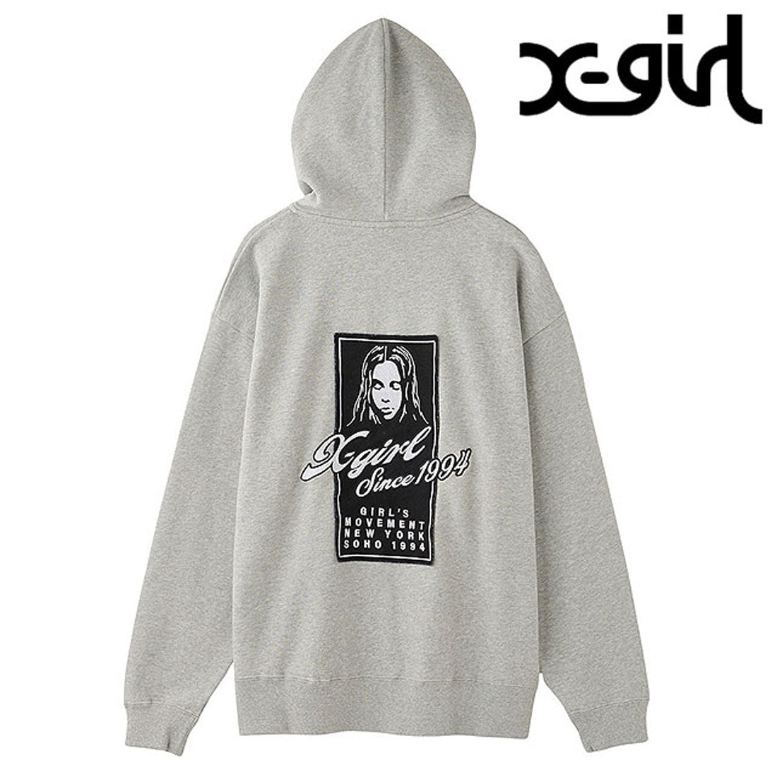 エックスガール X-girl FACE BOX PATCH ZIP UP SWEAT HOODIE ASH [105253012005] （ASH） ASH