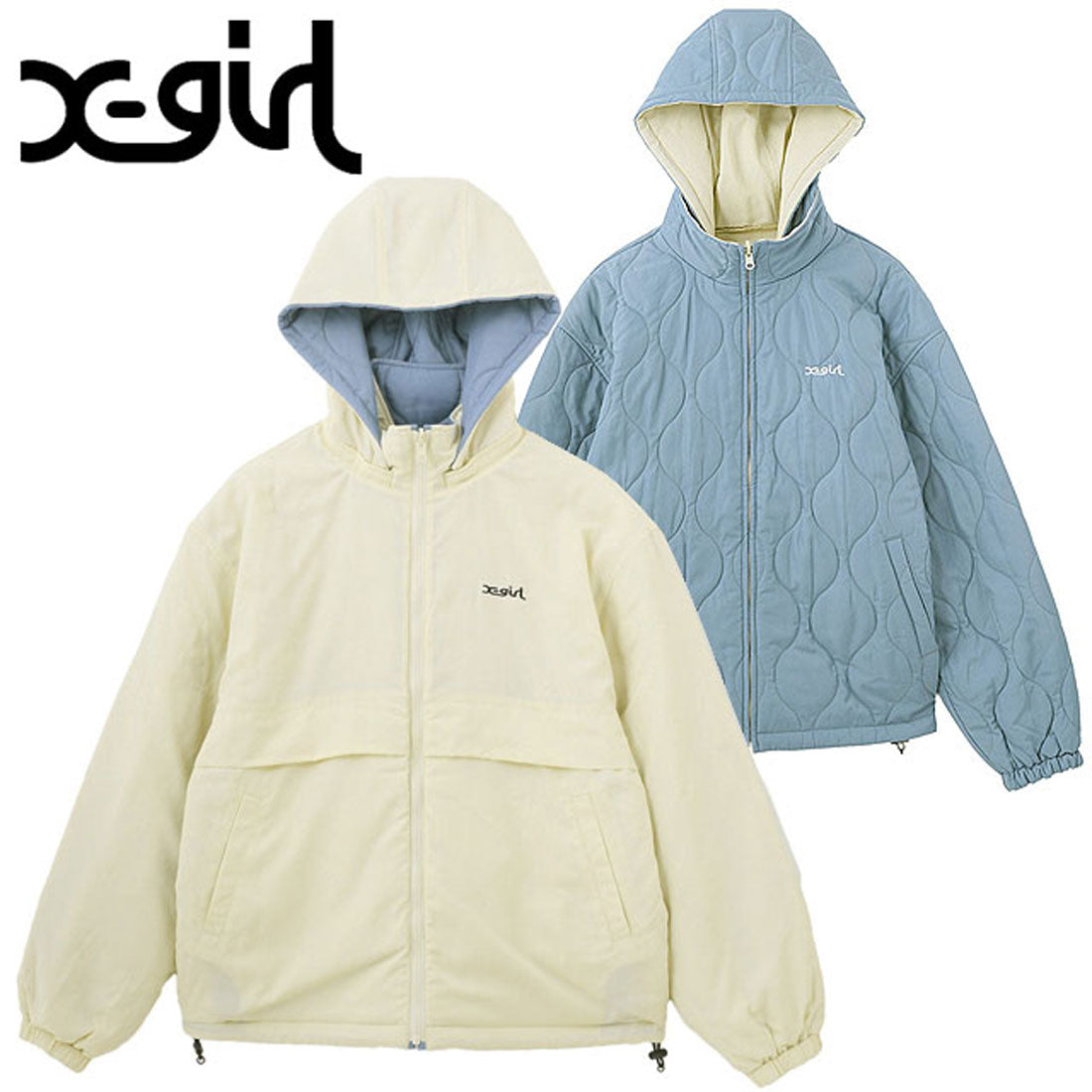 エックスガール X-girl FACE PATCH REVERSIBLE JACKET WHITE [105253021006 FW25] （WHITE） WHITE