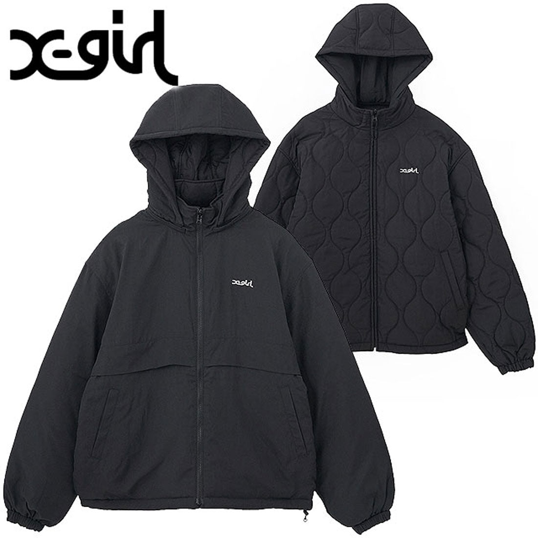 エックスガール X-girl FACE PATCH REVERSIBLE JACKET BLACK [105253021006 FW25] （BLACK） BLACK