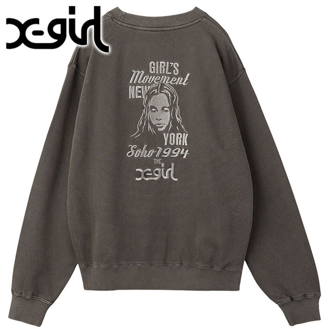 エックスガール X-girl MIX LOGO & FACE FADED CREWNECK SWEAT TOP ブラック [105254012016] （ブラック） ブラック