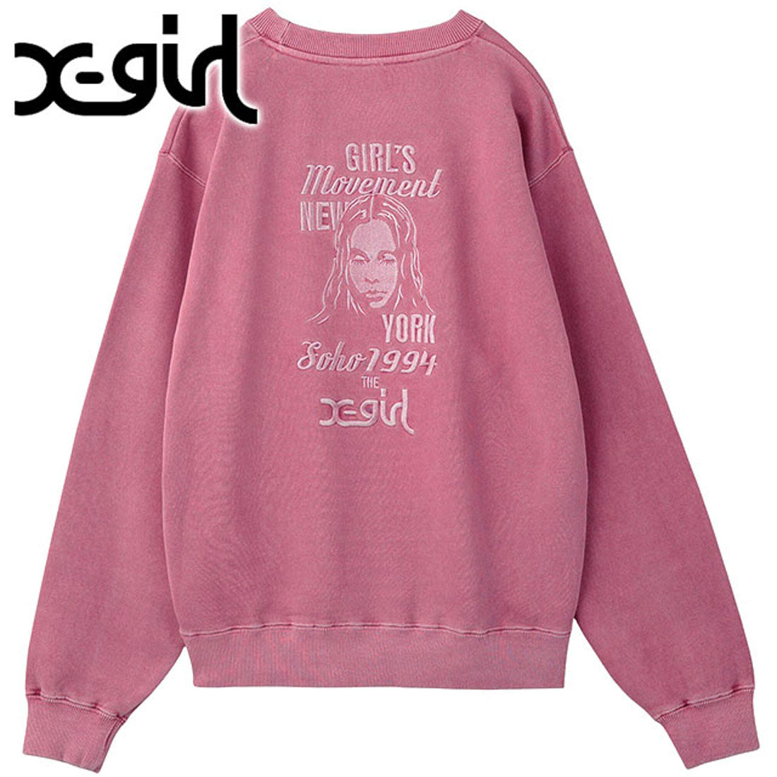 エックスガール X-girl MIX LOGO & FACE FADED CREWNECK SWEAT TOP ピンク [105254012016] （ピンク） ピンク