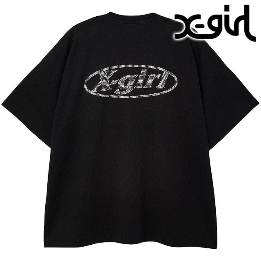 エックスガール X-girl RHINESTONE OVAL LOGO S/S BIG TEE DRESS BLACK [105262041007] （BLACK） BLACK