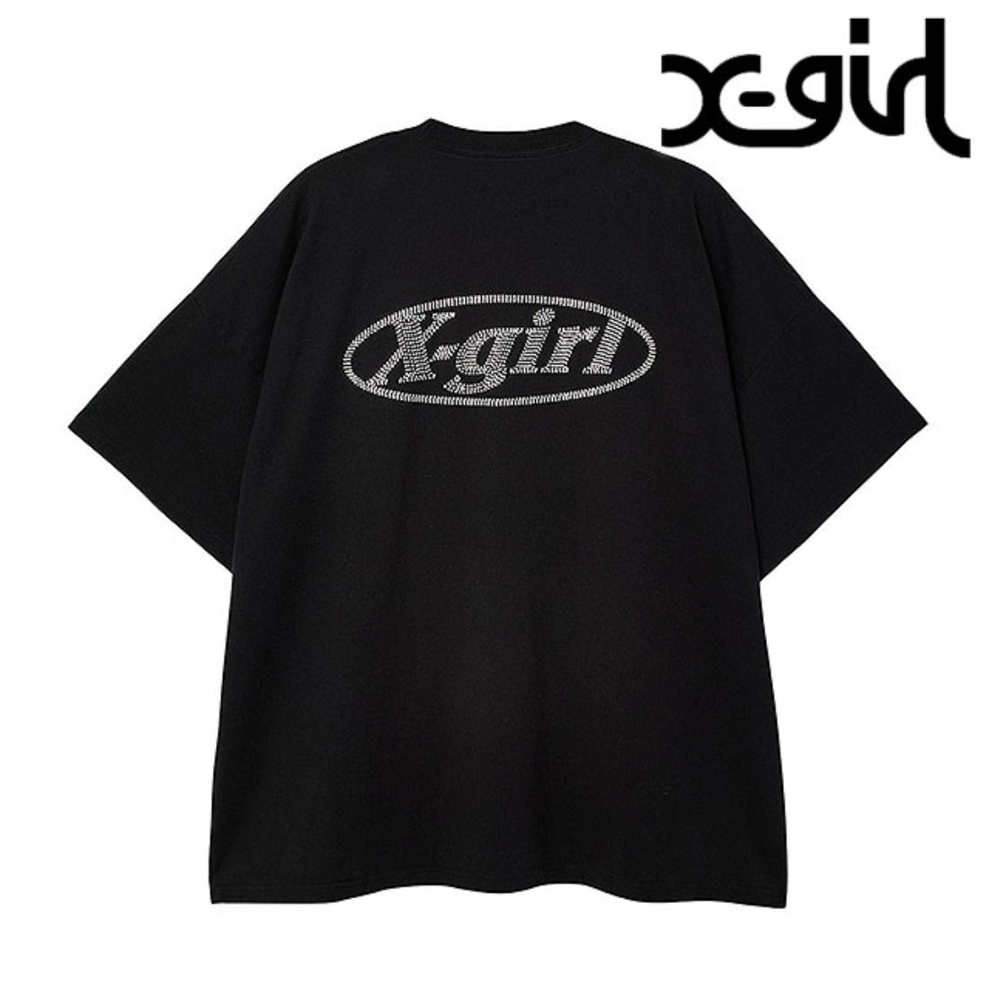 エックスガール X-girl RHINESTONE OVAL LOGO S/S BIG TEE DRESS BLACK [105262041007] （BLACK） BLACK