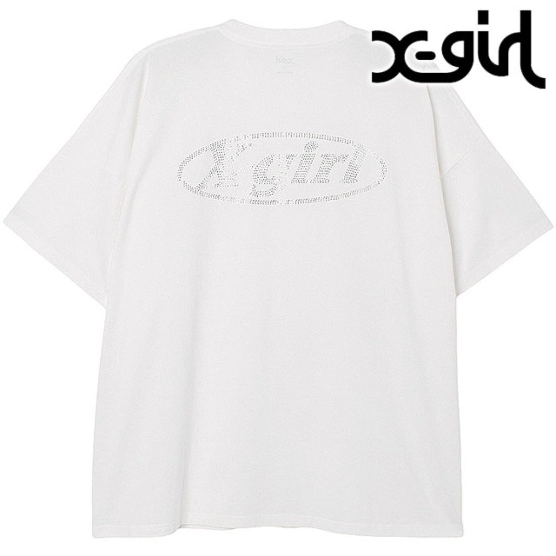 エックスガール X-girl RHINESTONE OVAL LOGO S/S BIG TEE DRESS WHITE [105262041007] （WHITE） WHITE