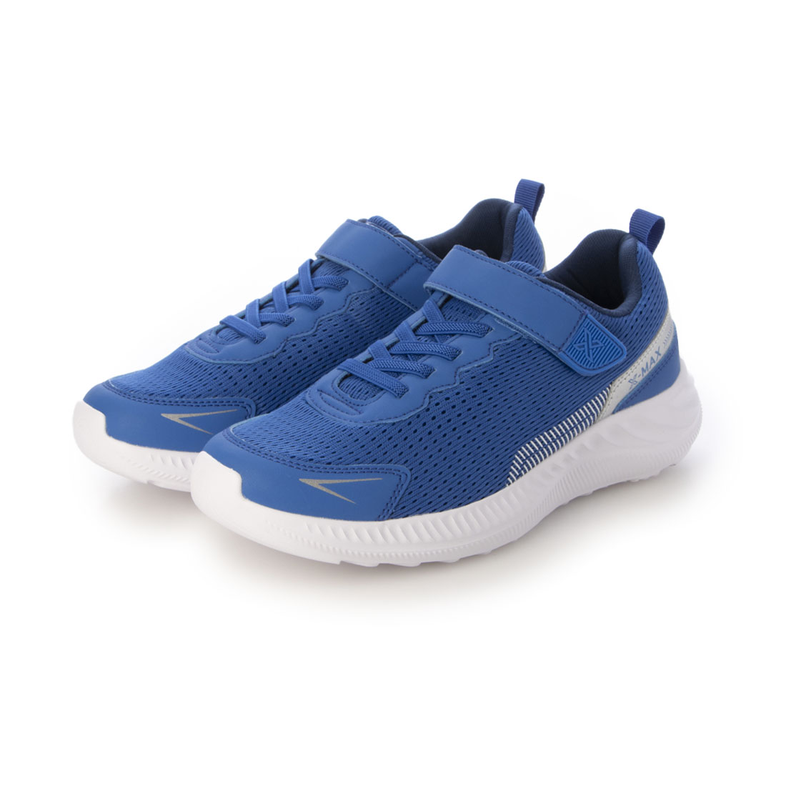 エックスマックス X-MAX キッズ ベルクロ スニーカー ローカット カジュアルシューズ 運動靴 ゴム紐 抗菌 防臭 カップインソール xm_25874 （ブルー） ブルー