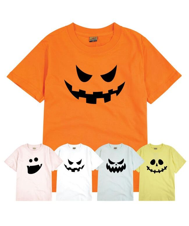 キャラバスケット CharaBasket ハロウィン 子供 Tシャツ キッズ 80 90 100 110 120 130 140 150 160  お揃い ペア 大人 サイズ あり おばけ カボチャ お,Cホワイト