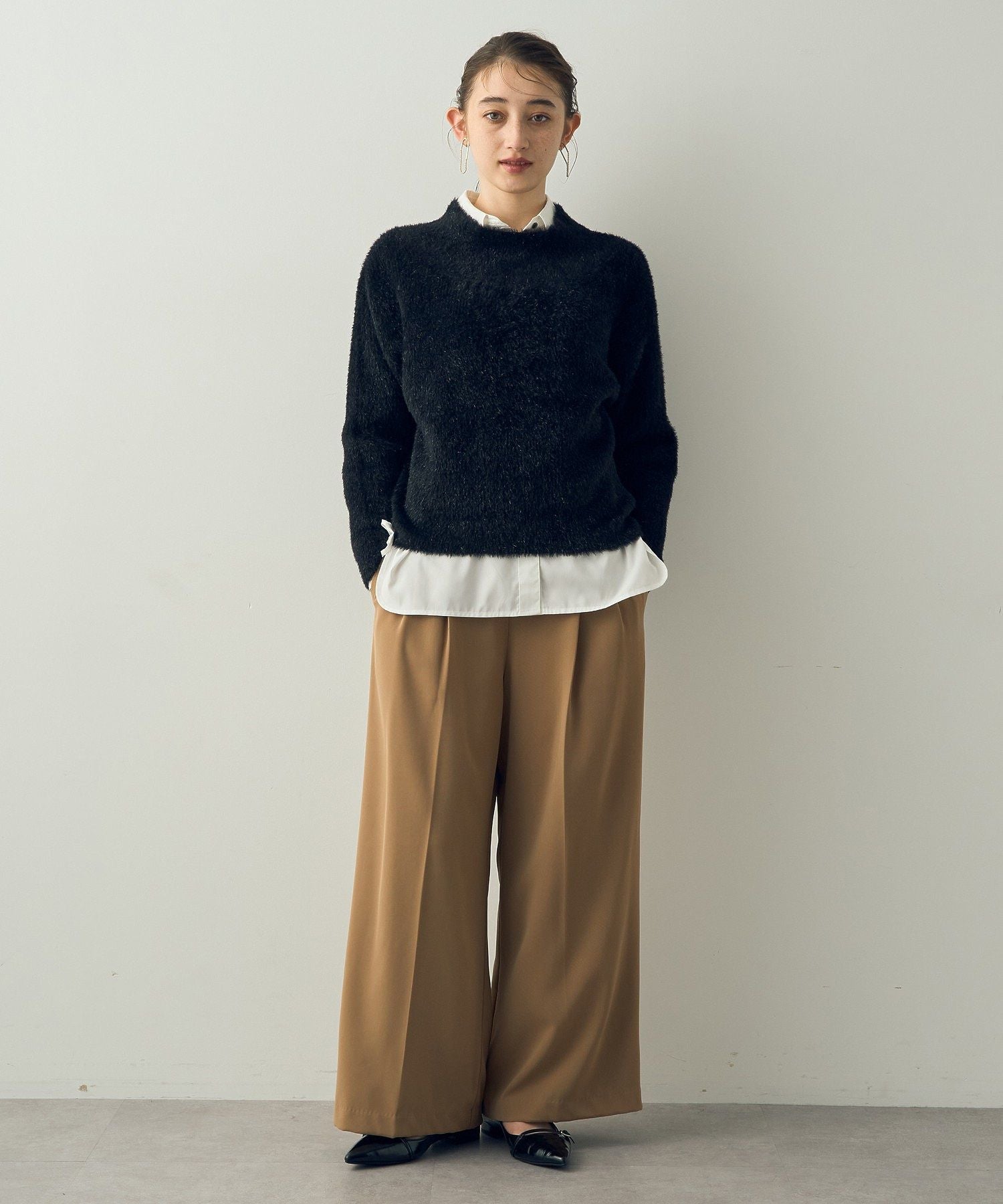 イェッカ ヴェッカ YECCA VECCA 金釦ワイドパンツ （アイボリー） アイボリー