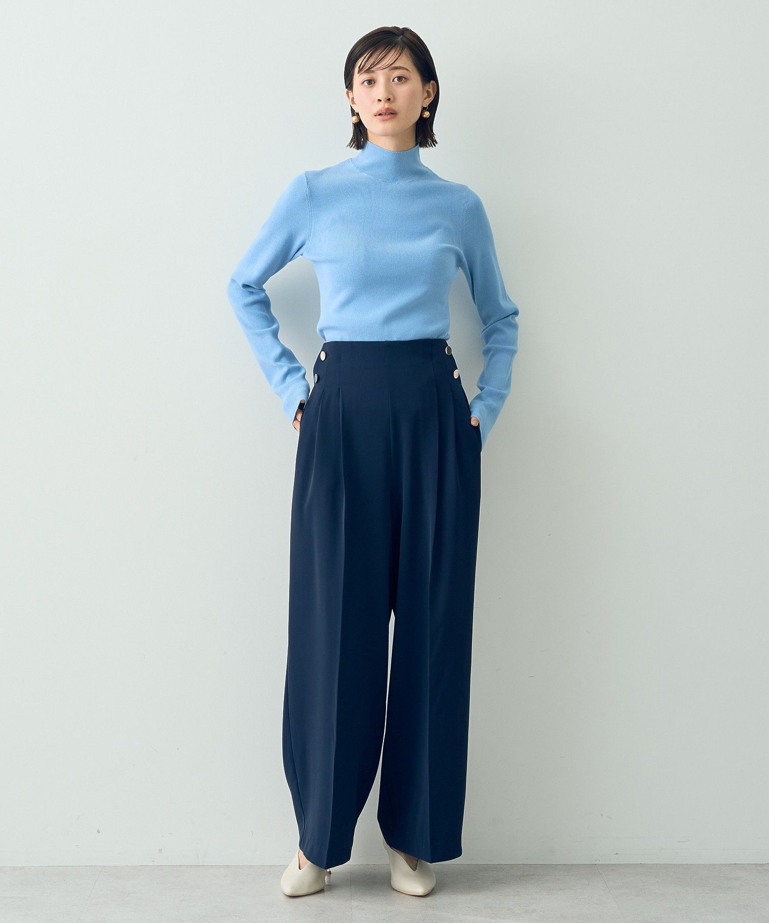 イェッカ ヴェッカ YECCA VECCA 金釦ワイドパンツ （アイボリー） アイボリー