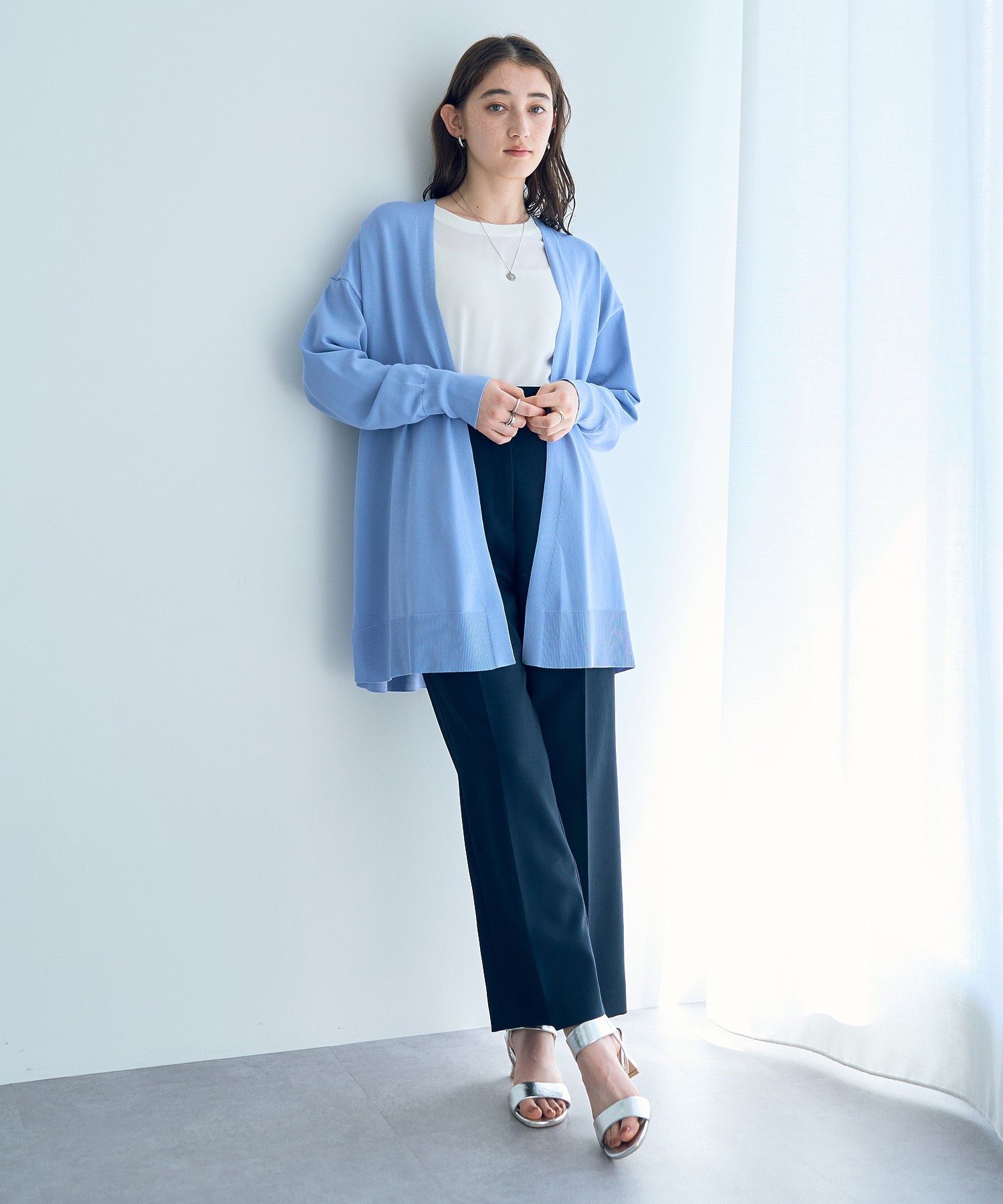 イェッカ ヴェッカ YECCA VECCA ミドル丈カーディガン （ネイビー） ネイビー
