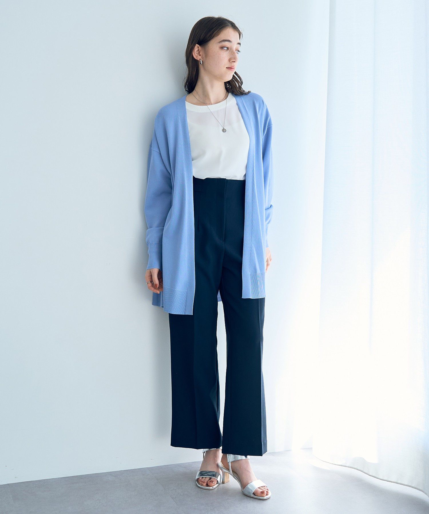 イェッカ ヴェッカ YECCA VECCA ミドル丈カーディガン （ネイビー） ネイビー