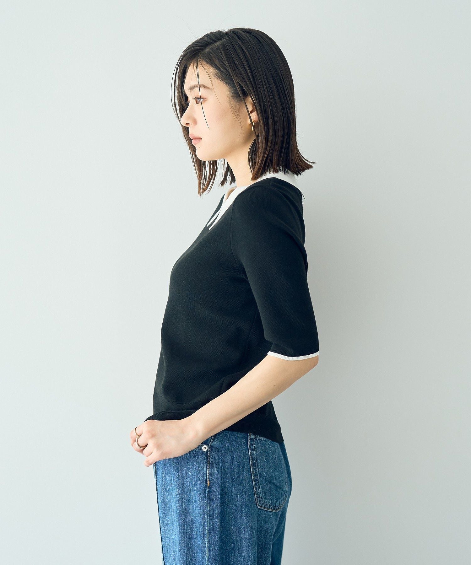 イェッカ ヴェッカ YECCA VECCA 襟付きパールニット （オフホワイト） オフホワイト