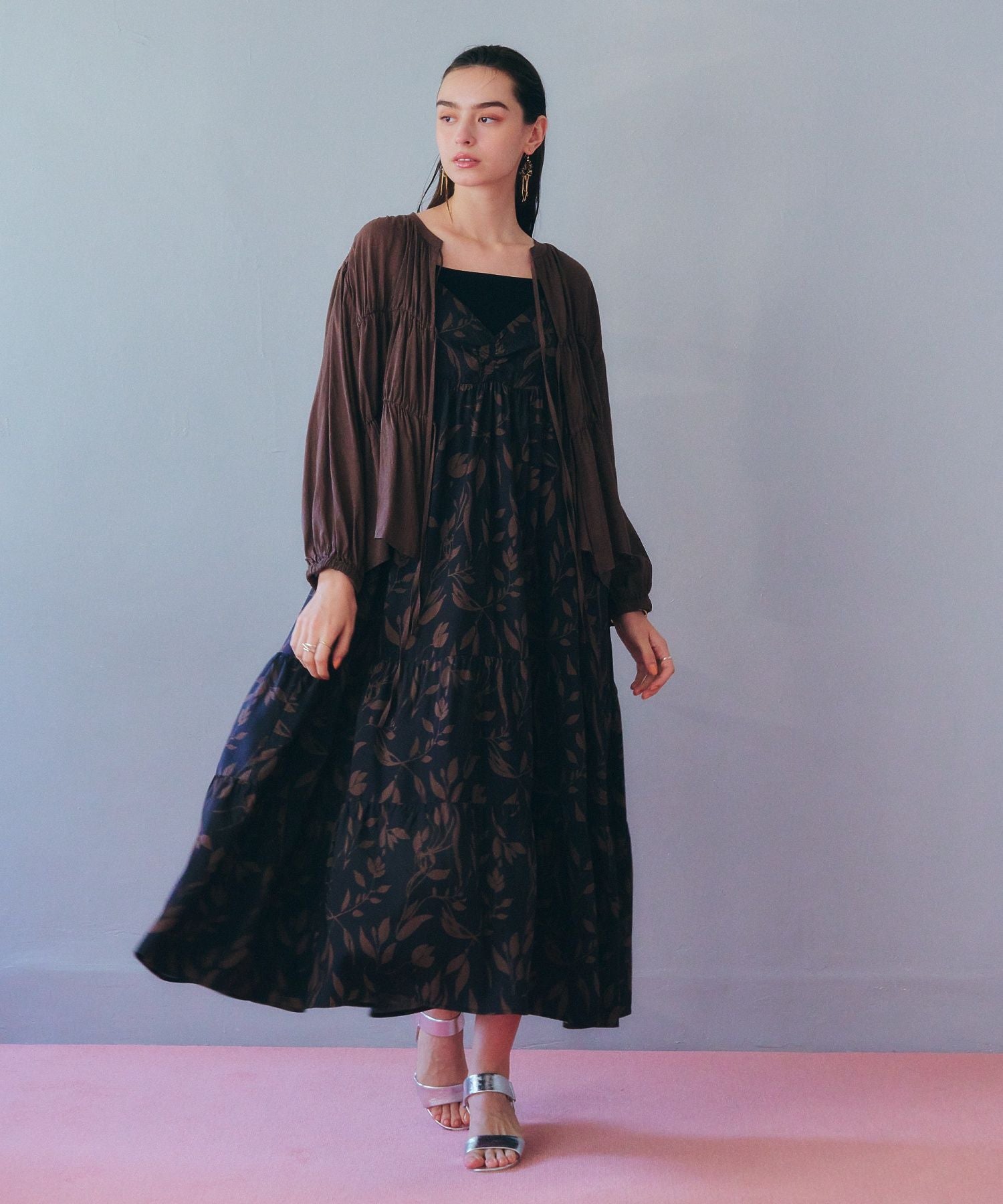 イェッカ ヴェッカ YECCA VECCA リボンデザインシアーブラウス （ブラウン） ブラウン