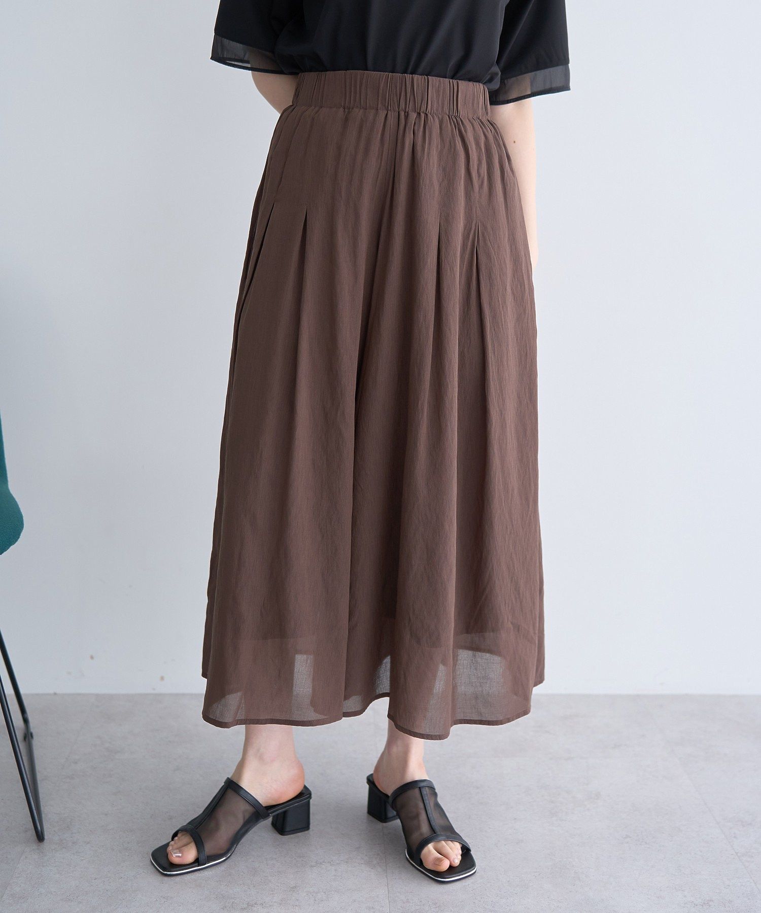 イェッカ ヴェッカ YECCA VECCA ボリュームタックワイドパンツ （ブラウン） ブラウン