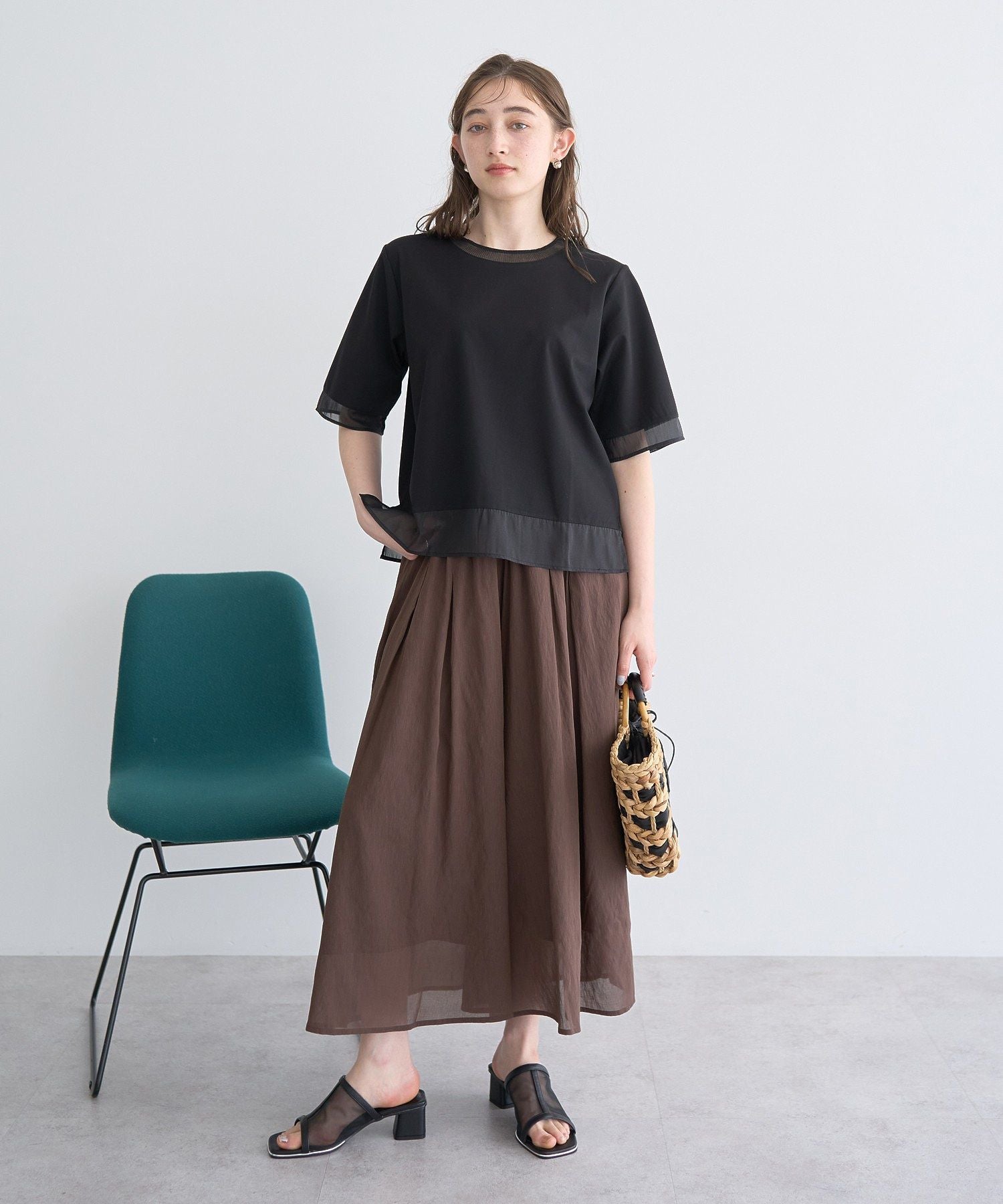 イェッカ ヴェッカ YECCA VECCA ボリュームタックワイドパンツ （ブラウン） ブラウン