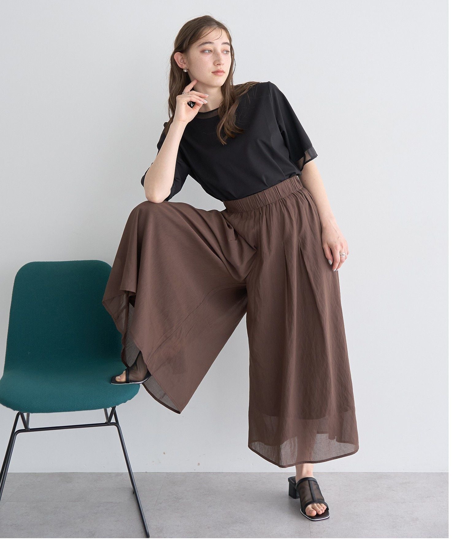 イェッカ ヴェッカ YECCA VECCA ボリュームタックワイドパンツ （ブラウン） ブラウン