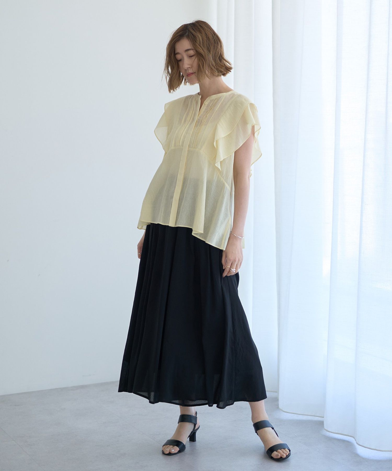 イェッカ ヴェッカ YECCA VECCA ボリュームタックワイドパンツ （ブラウン） ブラウン