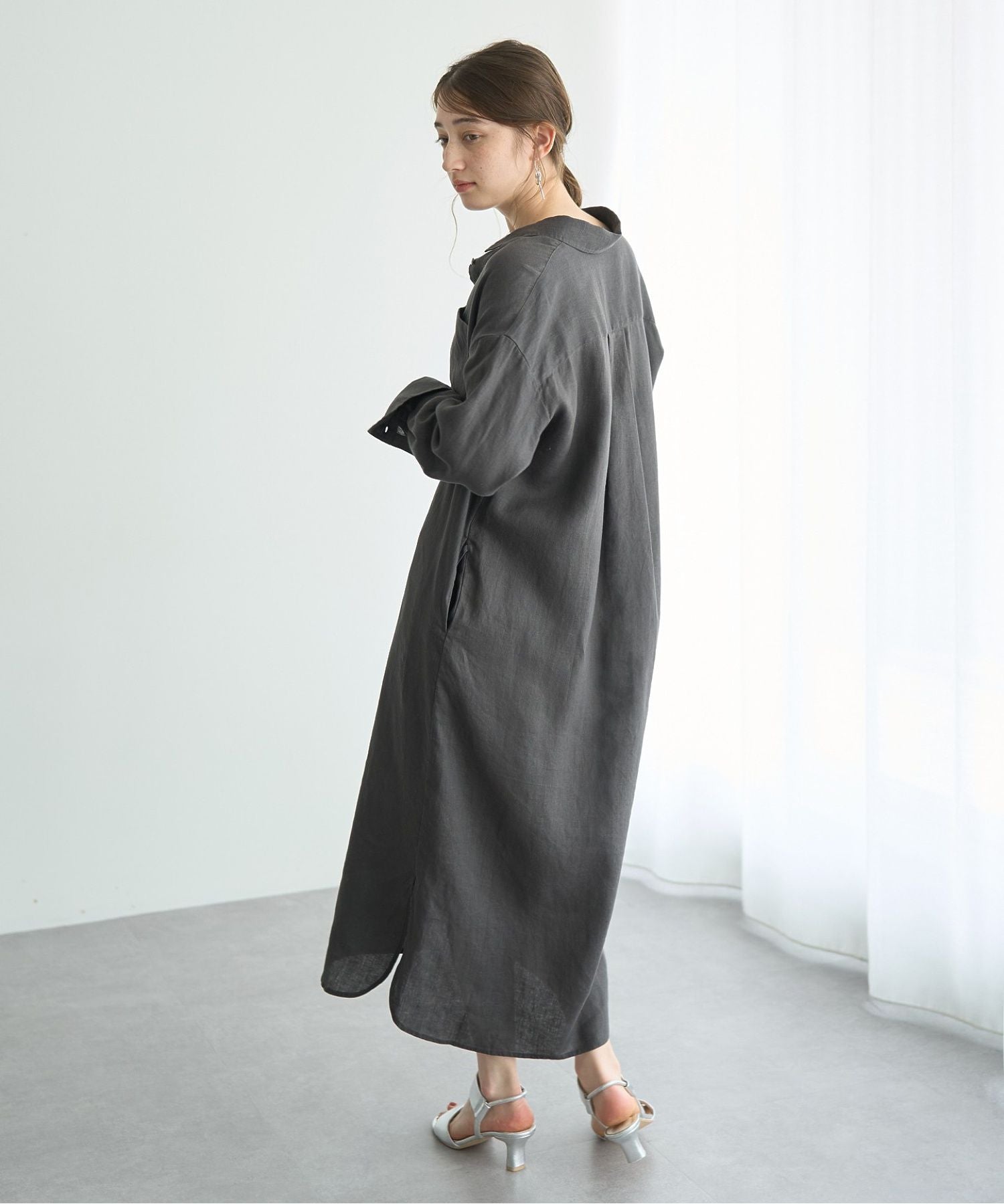 イェッカ ヴェッカ YECCA VECCA 2wayフレンチリネンロングシャツワンピース （ベージュ） ベージュ