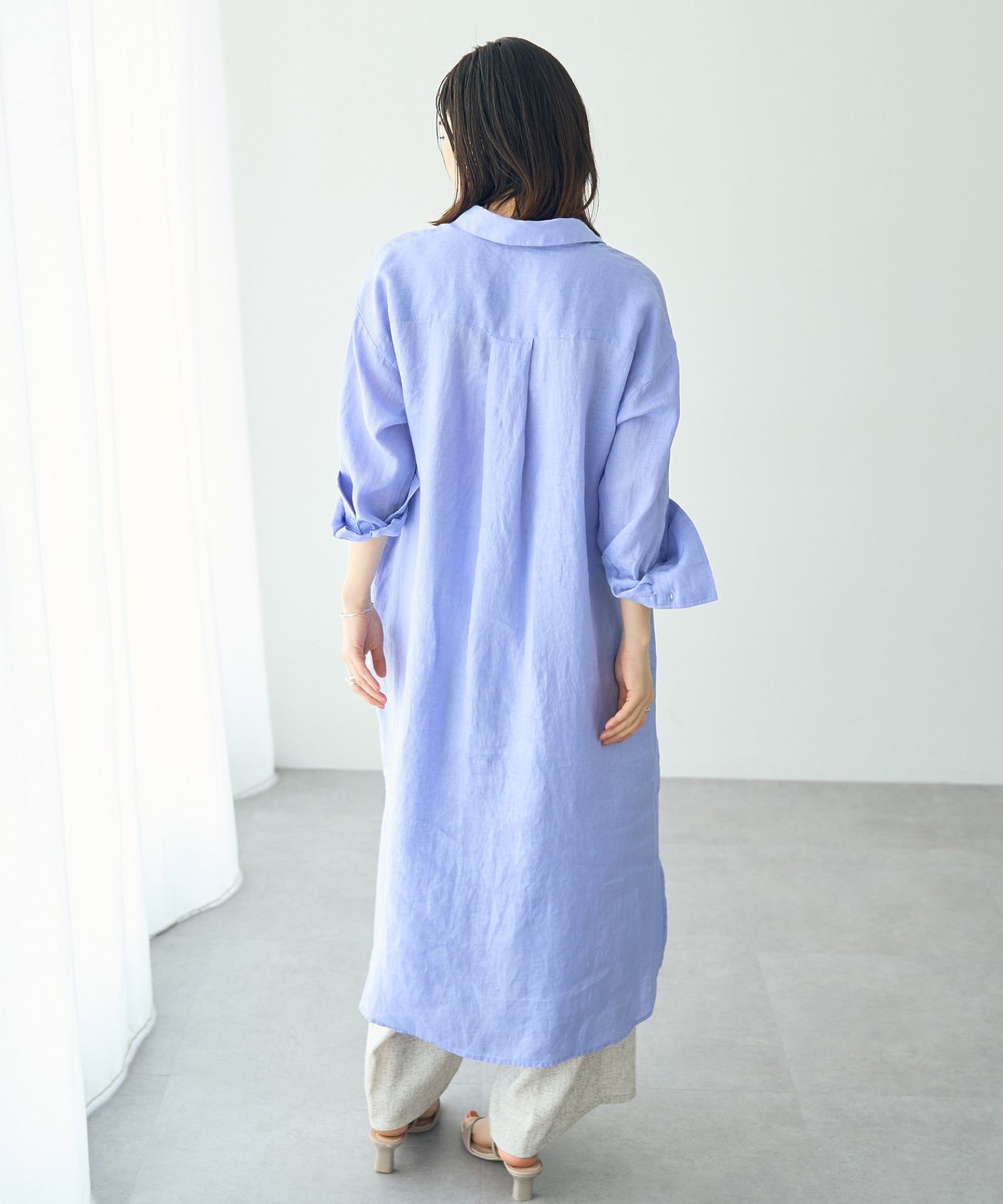 イェッカ ヴェッカ YECCA VECCA 2wayフレンチリネンロングシャツワンピース （ベージュ） ベージュ