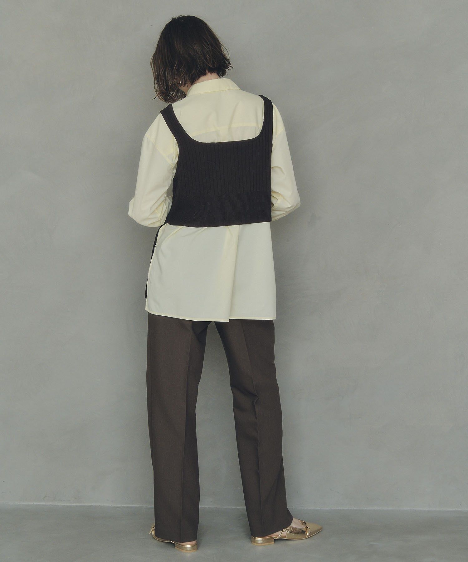 イェッカ ヴェッカ YECCA VECCA ウエストデザインワイドストレートパンツ （ブラウン） ブラウン