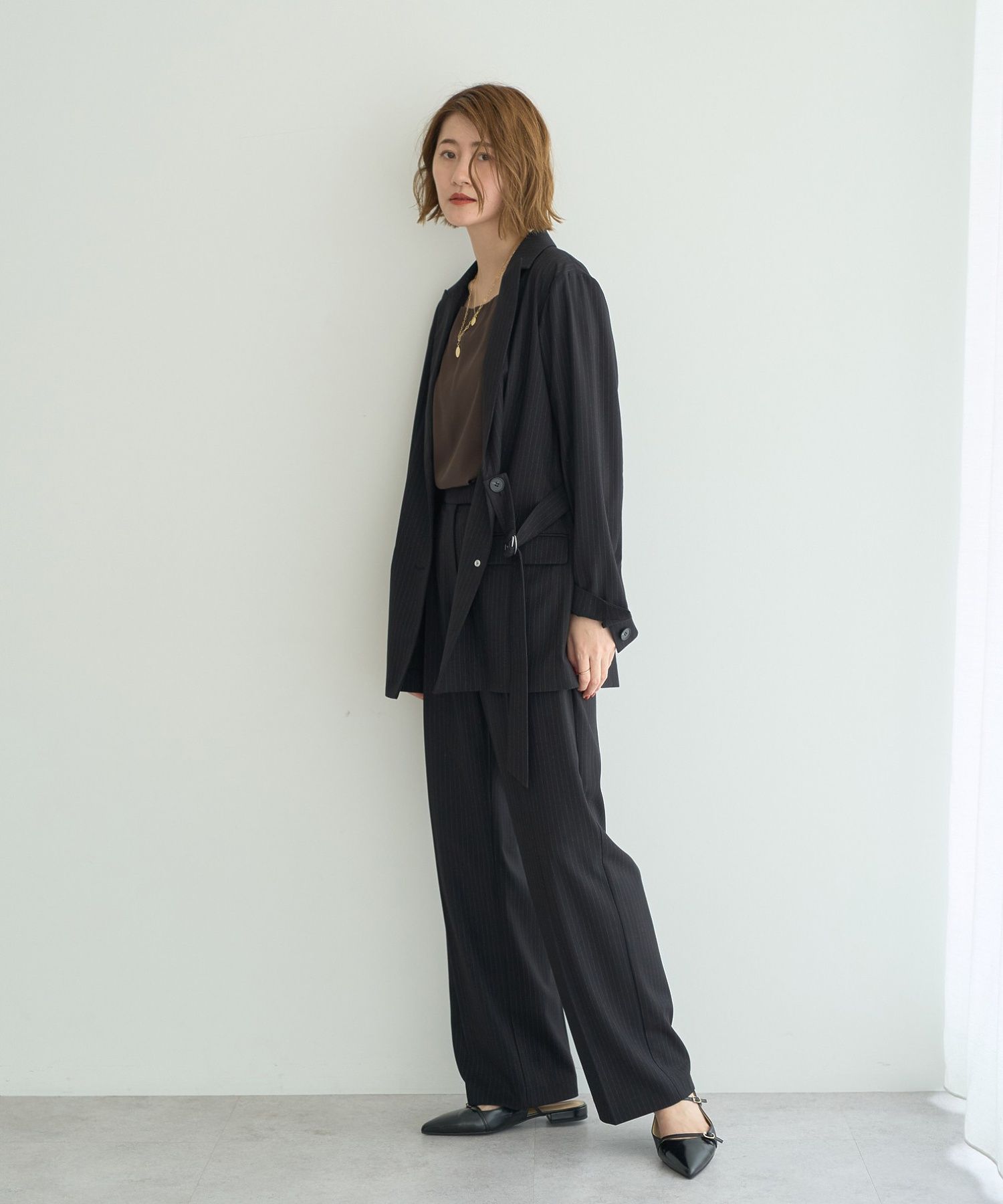 イェッカ ヴェッカ YECCA VECCA ウエストデザインワイドストレートパンツ （ブラウン） ブラウン