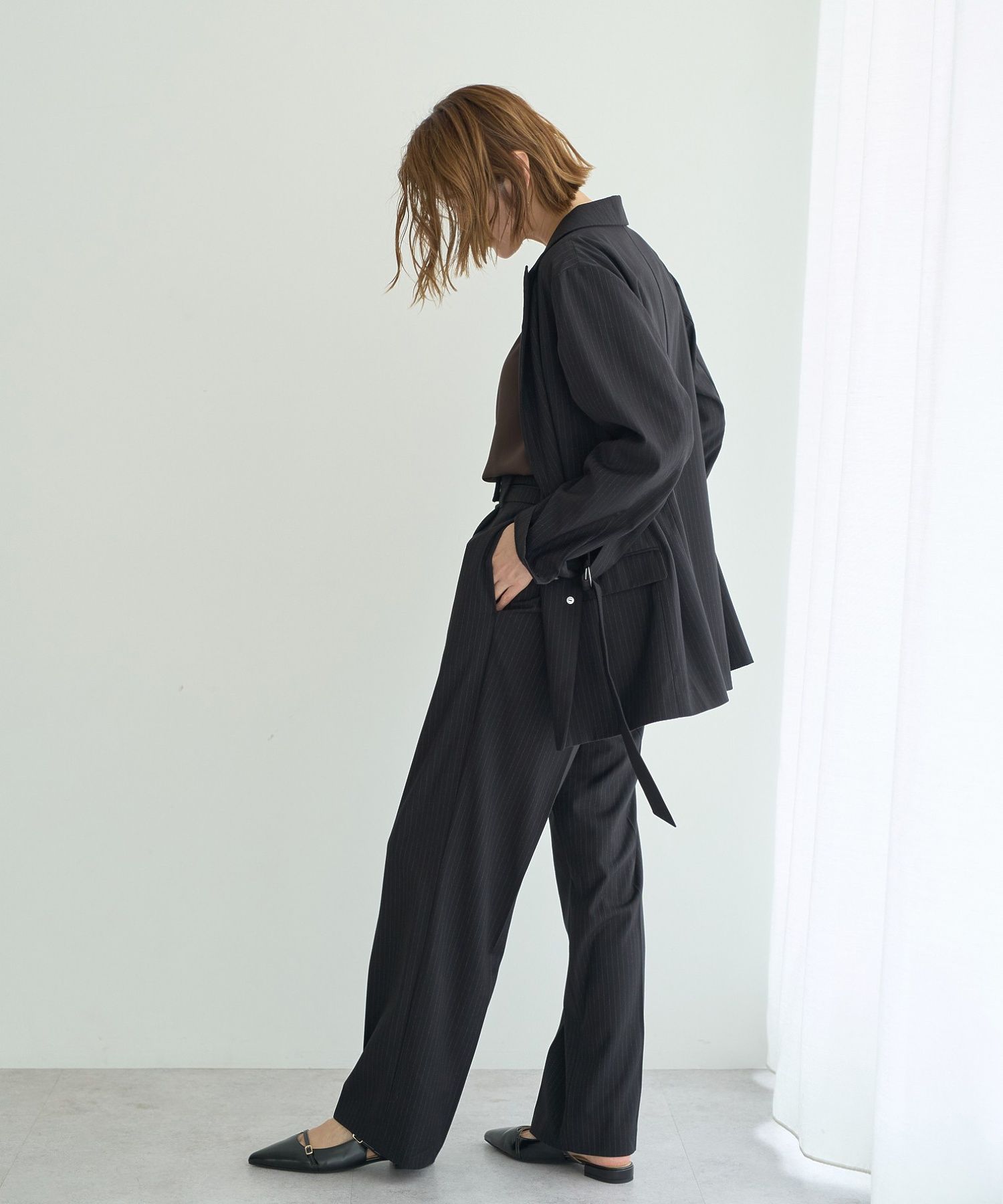 イェッカ ヴェッカ YECCA VECCA ウエストデザインワイドストレートパンツ （ブラウン） ブラウン