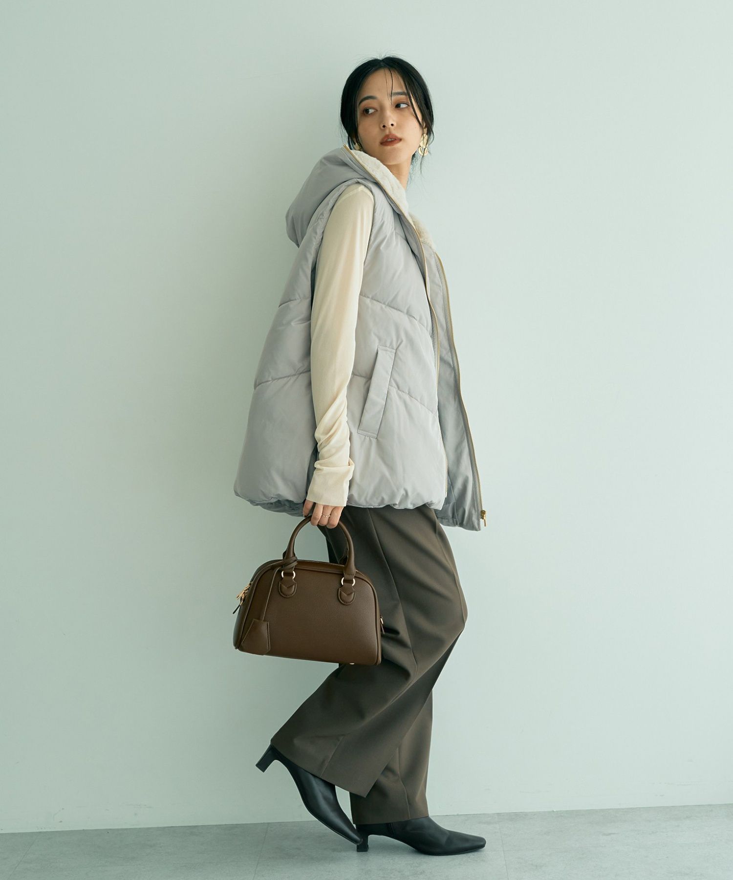 イェッカ ヴェッカ YECCA VECCA ウエストデザインワイドストレートパンツ （ブラウン） ブラウン