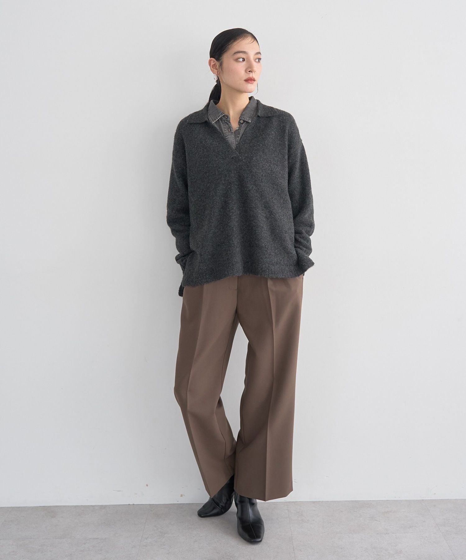 イェッカ ヴェッカ YECCA VECCA ウエストデザインワイドストレートパンツ （ブラウン） ブラウン