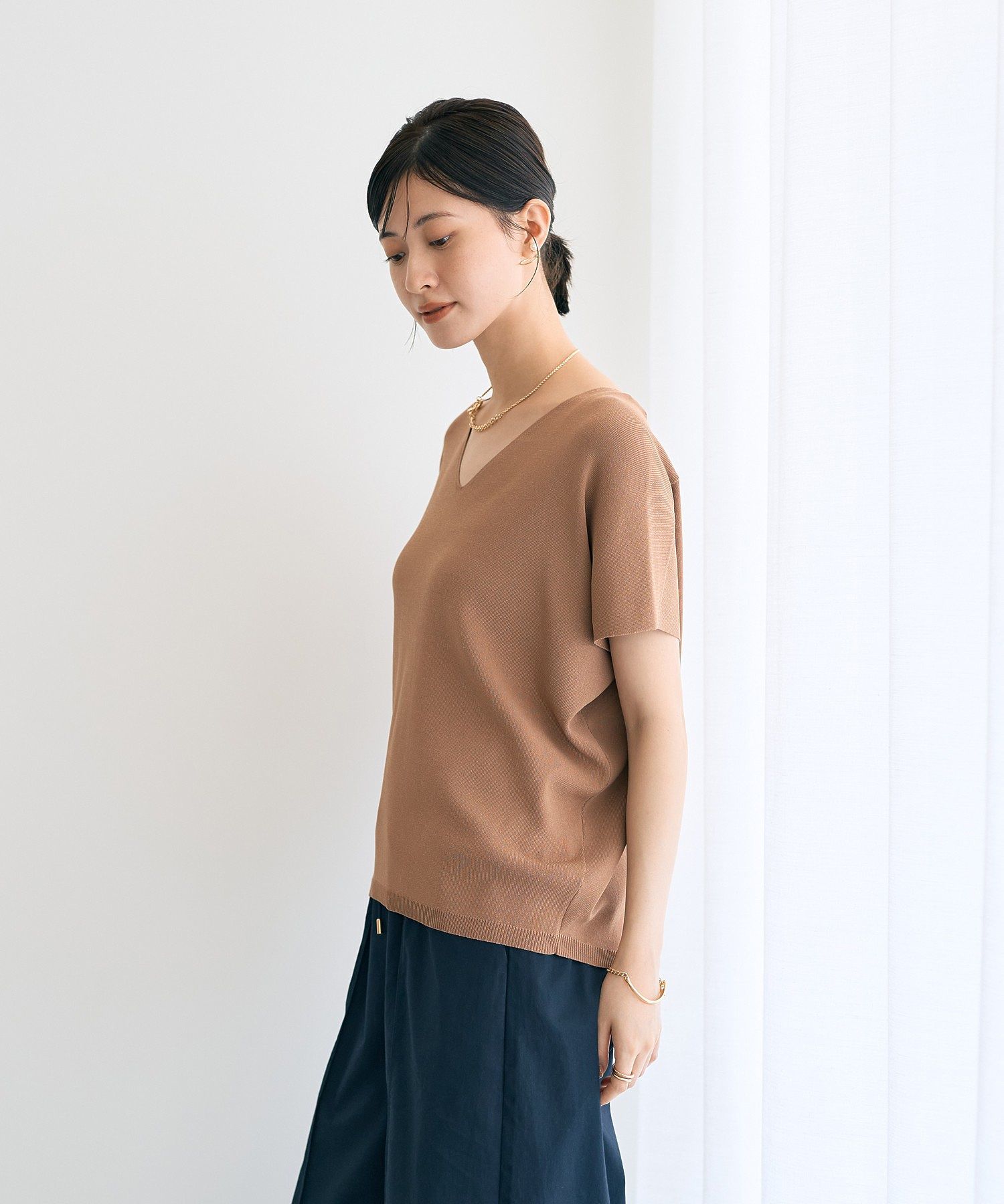 イェッカ ヴェッカ YECCA VECCA Vネックドルマンニット （パープル） パープル