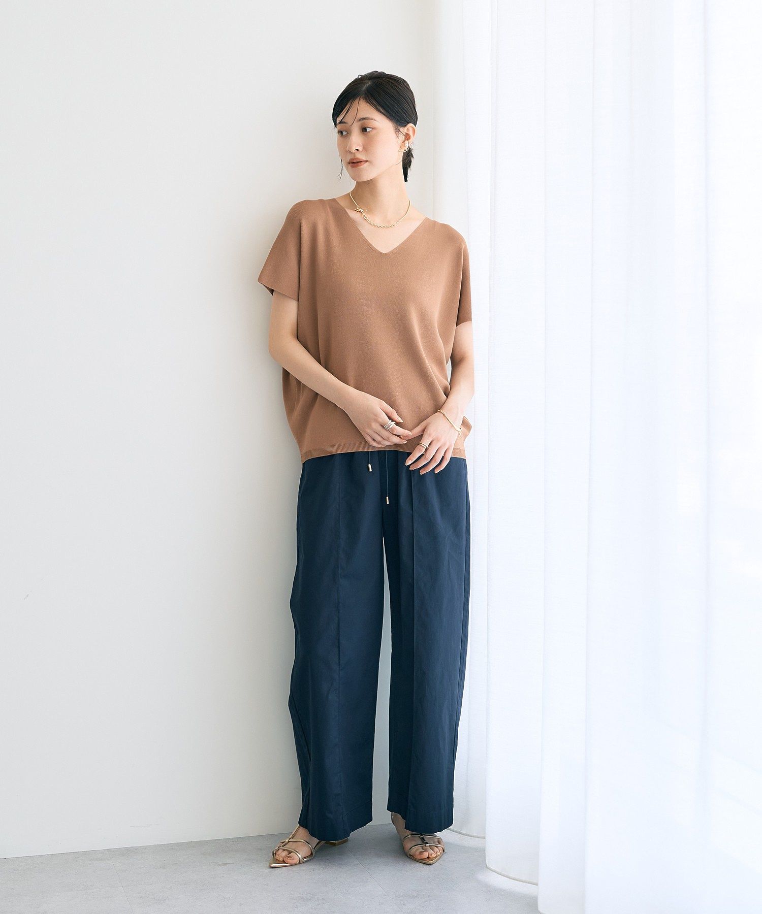 イェッカ ヴェッカ YECCA VECCA Vネックドルマンニット （パープル） パープル
