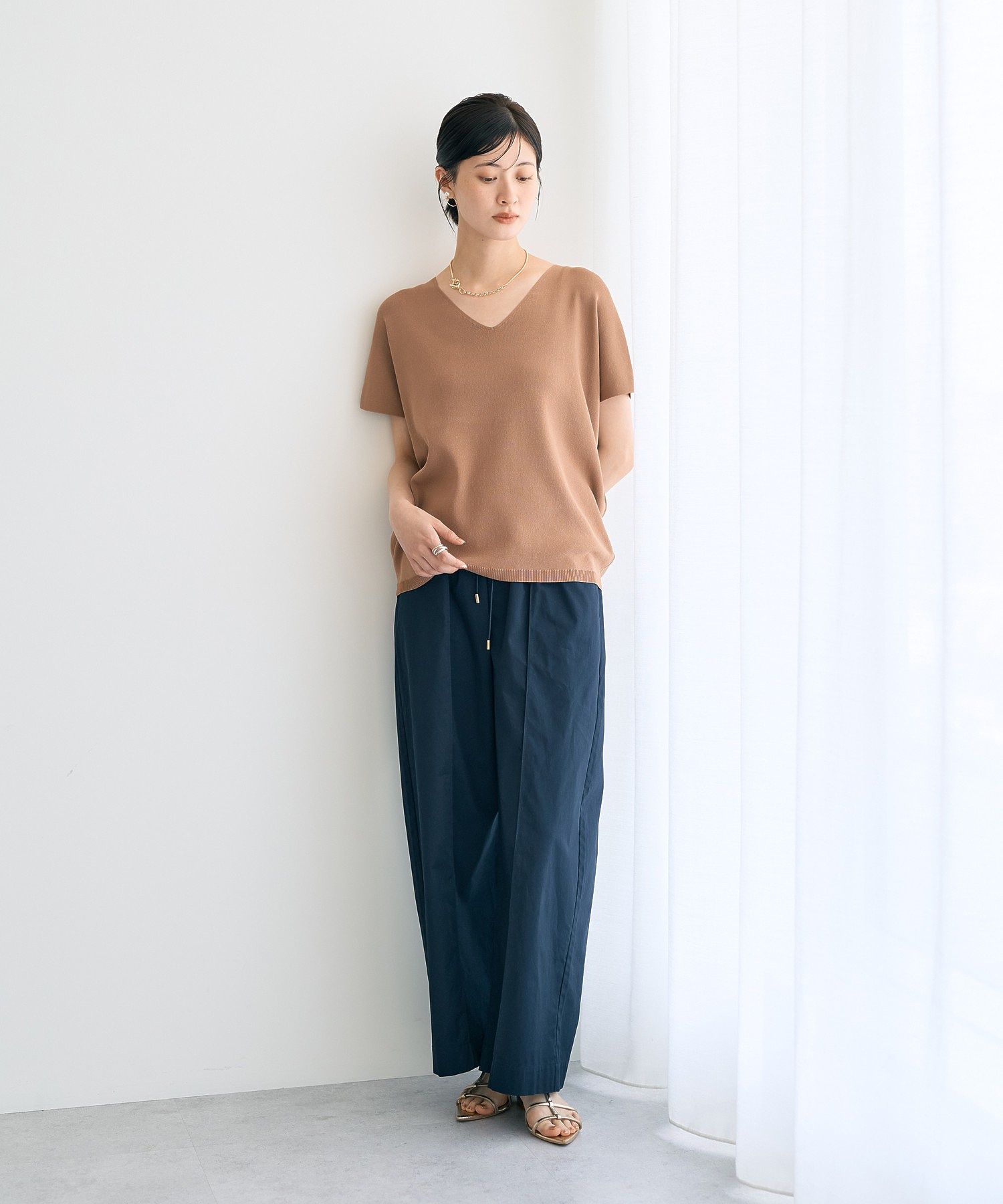 イェッカ ヴェッカ YECCA VECCA Vネックドルマンニット （パープル） パープル