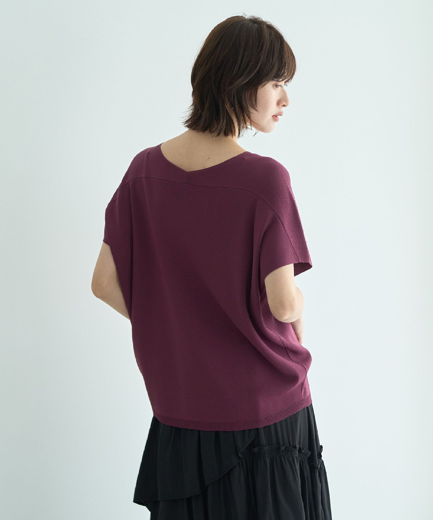 イェッカ ヴェッカ YECCA VECCA Vネックドルマンニット （パープル） パープル