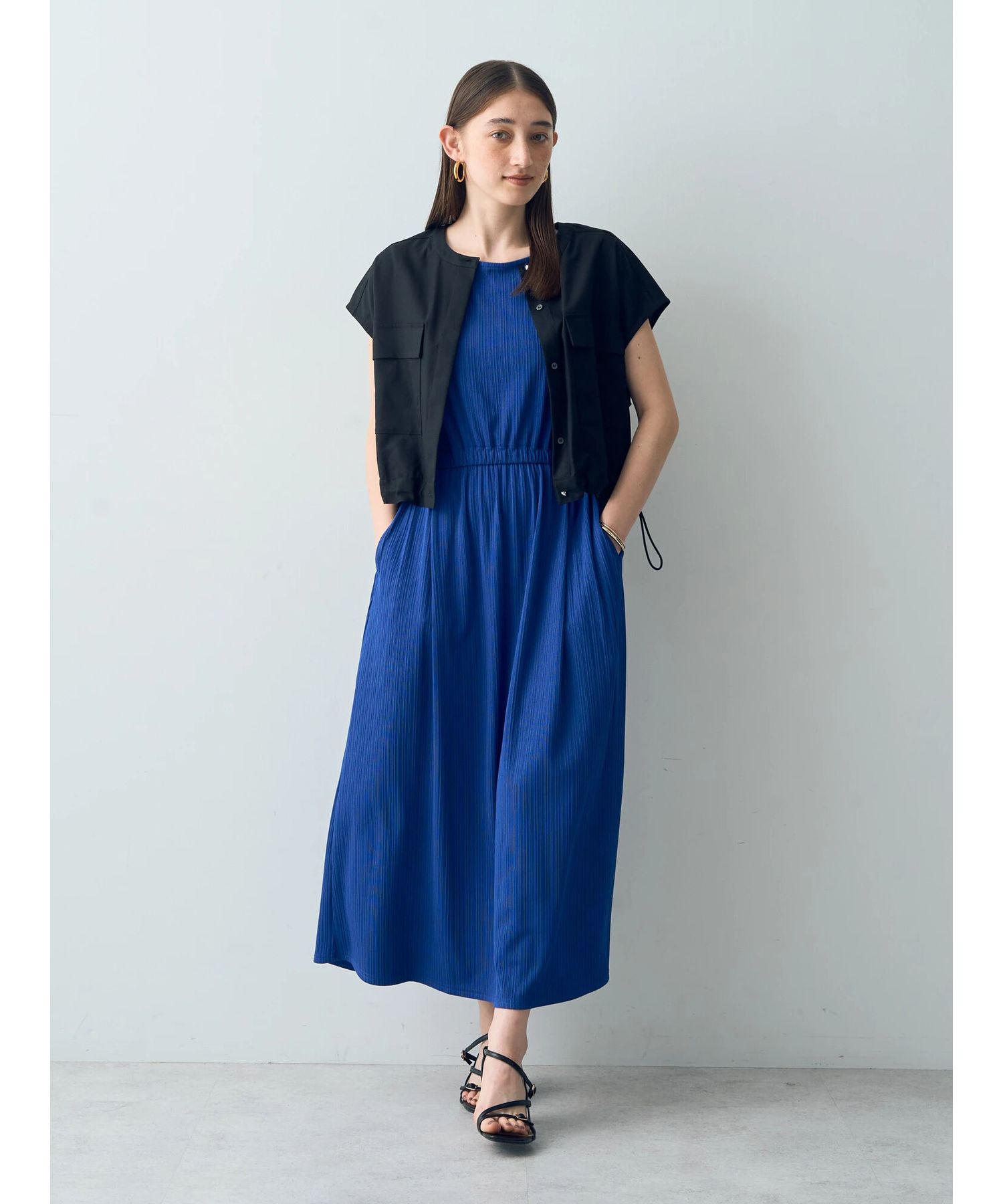 イェッカ ヴェッカ YECCA VECCA [2SET]ポケットシャツ×ロングワンピース （ダークベージュ） ダークベージュ