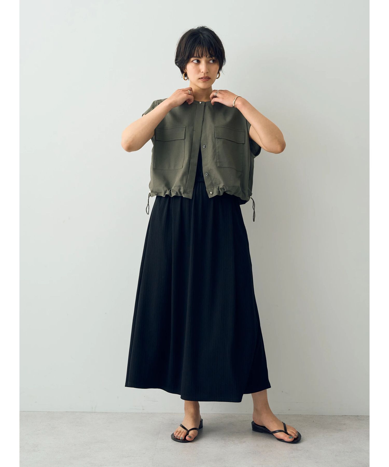 イェッカ ヴェッカ YECCA VECCA [2SET]ポケットシャツ×ロングワンピース （ダークベージュ） ダークベージュ