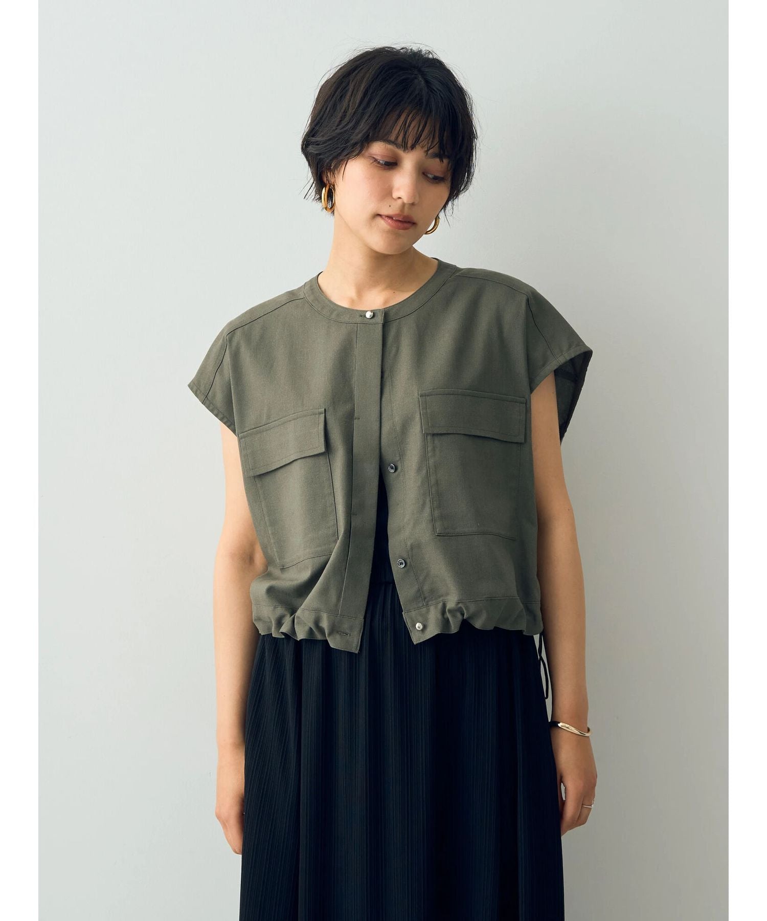 イェッカ ヴェッカ YECCA VECCA [2SET]ポケットシャツ×ロングワンピース （ダークベージュ） ダークベージュ